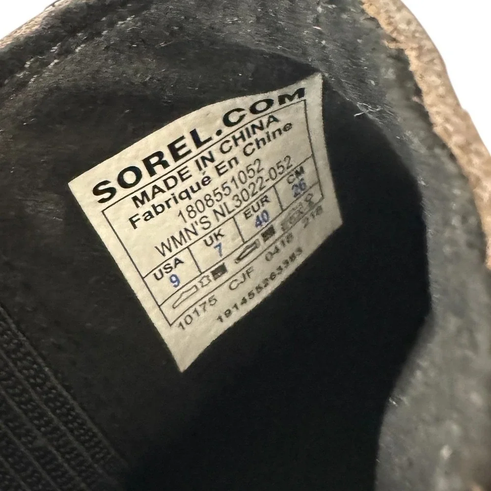 Sorel Joan of‎ Atric Wedge II Ankle Boots Waterproof Leather Brown Gray 9